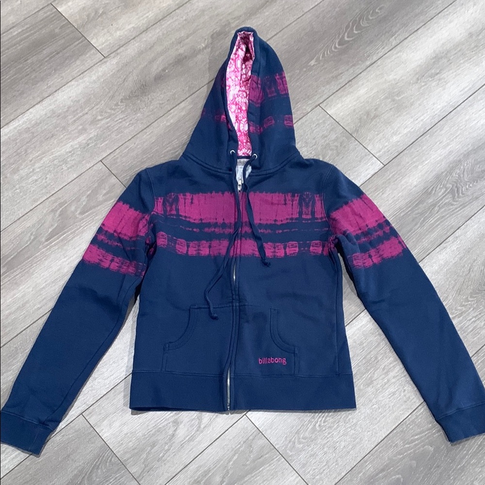 Billabong Blue and Magenta Zip-Up Hoodie